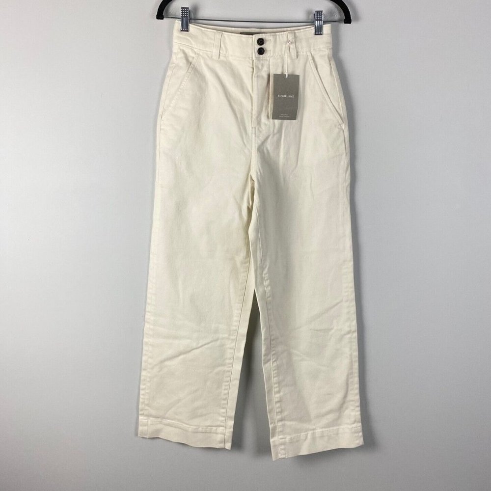 Everlane The Organic Wide-Leg Pant Womens Size 2 Bone White Ivory